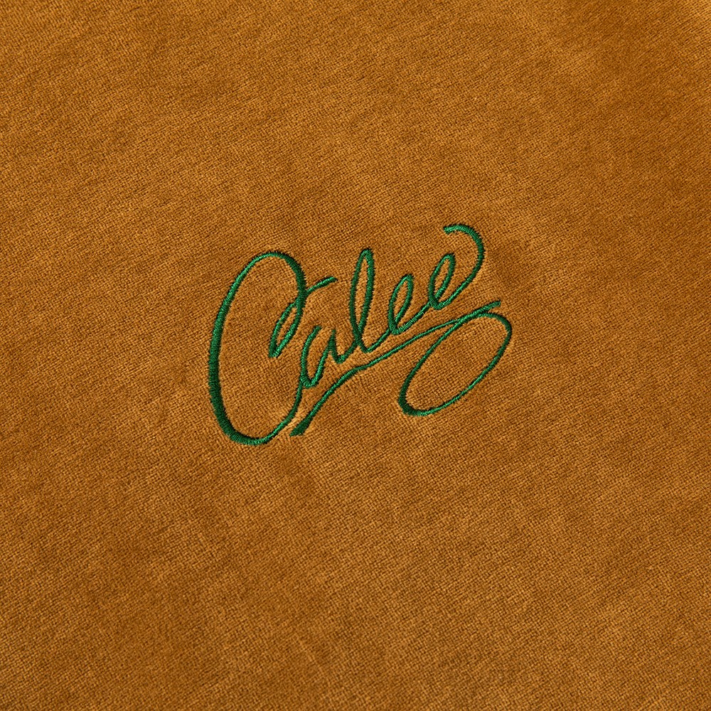 画像: CALEE/CALEE Logo velour wide shilhouette s/s cutsew（Mustard） 【40%OFF】［ベロアワイドシルエットT-23春夏］