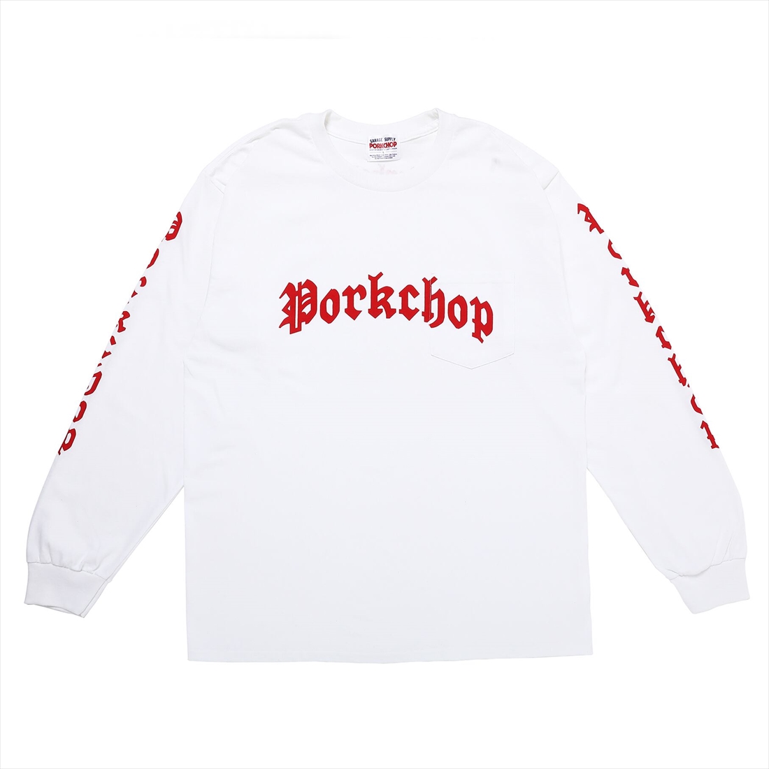 画像: PORKCHOP/O.E.POCKET L/S TEE（WHITE）［プリント長袖ポケT-23春夏］