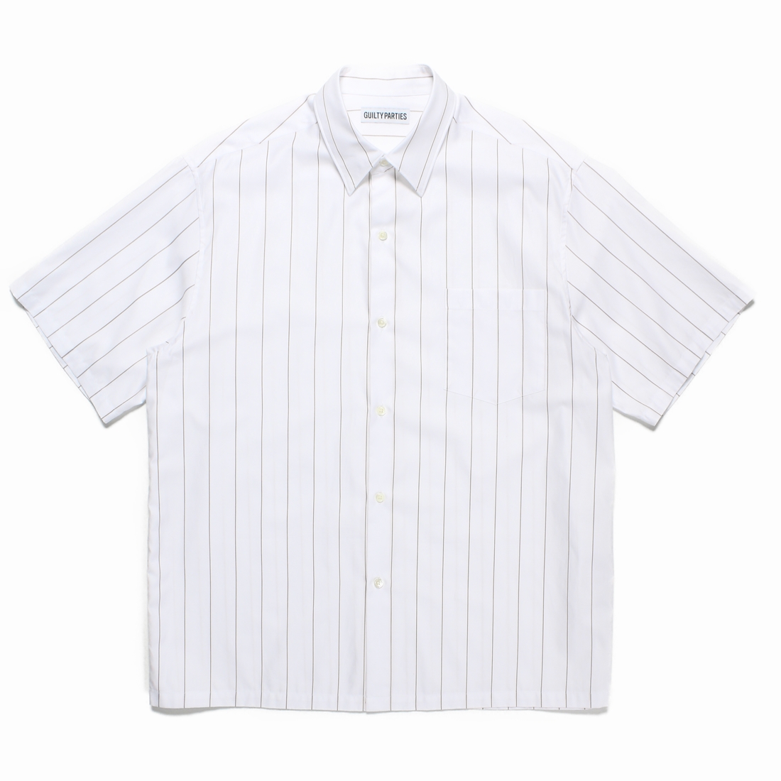 画像: WACKO MARIA/SOKTAS / STRIPED REGULAR COLLAR SHIRT（BROWN）［ストライプレギュラーカラーシャツ-23春夏］