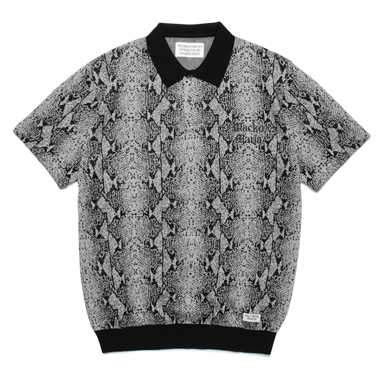 WACKO MARIA/PYTHON KNIT JACQUARD POLO SHIRT（GRAY）［パイソン ...