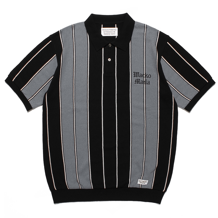 画像: WACKO MARIA/STRIPED KNIT JACQUARD POLO SHIRT（GRAY）［ストライプジャガードポロシャツ-23春夏］