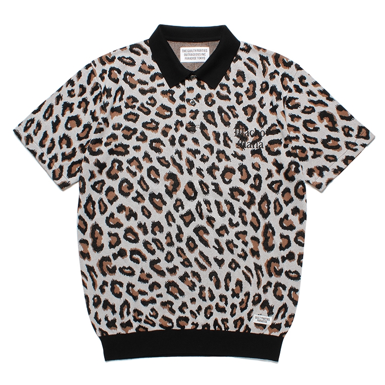 ワコマリア LEOPARD KNIT JACQUARD POLO SHIRT