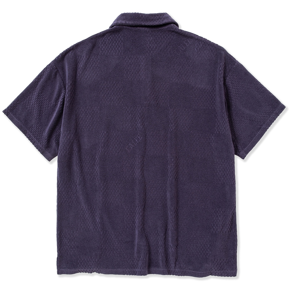 画像: CALEE/CALEE Checker pile jacquard wide silhouette polo shirt（Dark Purple） 【40%OFF】［パイルジャガードポロシャツ-23春夏］