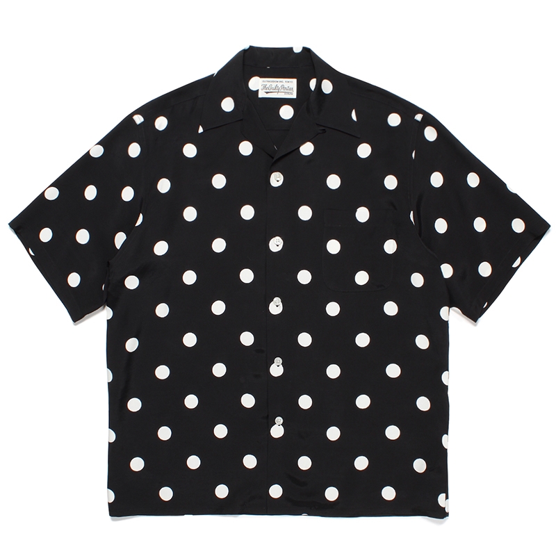 WACKO MARIA/DOTS OPEN COLLAR SHIRT（BLACK）［ドットオープンカラー ...