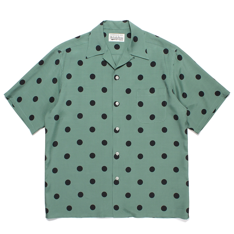 WACKO MARIA/DOTS OPEN COLLAR SHIRT（GREEN）［ドットオープンカラー ...