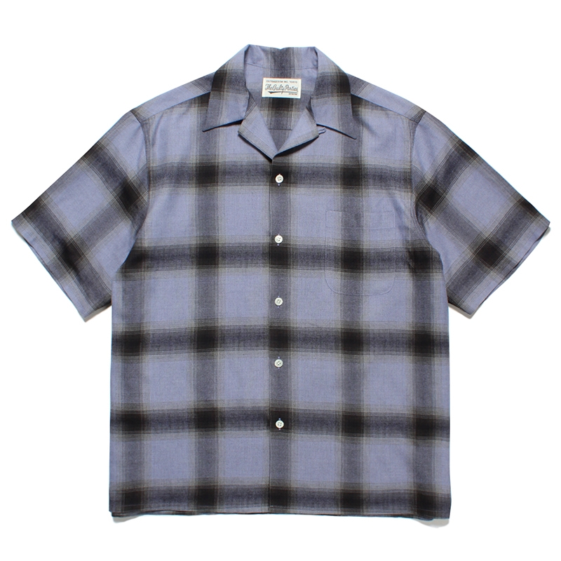 画像: WACKO MARIA/OMBRE CHECK OPEN COLLAR SHIRT（PURPLE/BLACK）［オンブレチェックオープンカラーシャツ-23春夏］