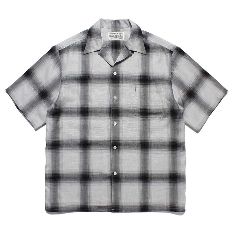 画像: WACKO MARIA/OMBRE CHECK OPEN COLLAR SHIRT（WHITE/BLACK）［オンブレチェックオープンカラーシャツ-23春夏］