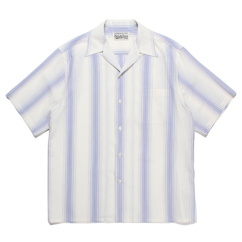 画像: WACKO MARIA/STRIPED OPEN COLLAR SHIRT（WHITE）［ストライプオープンカラーシャツ-23春夏］