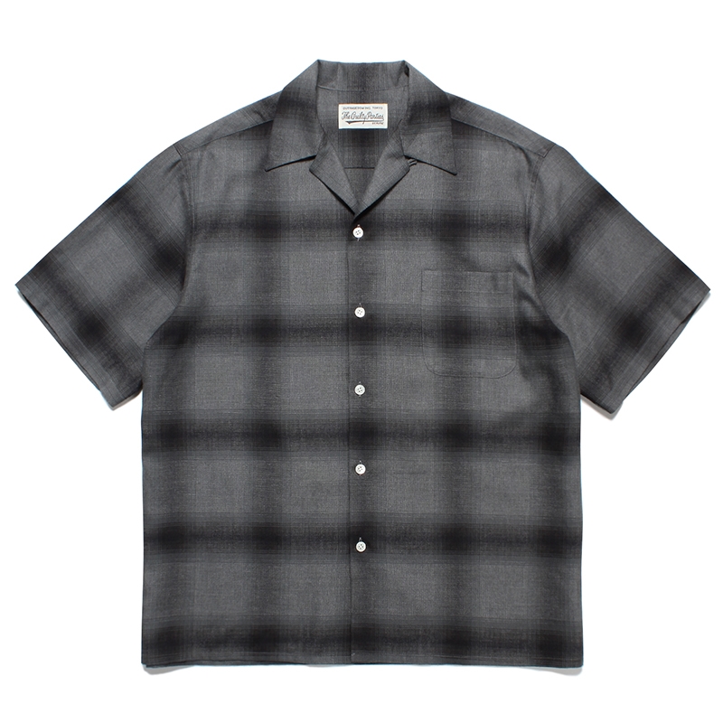 画像: WACKO MARIA/OMBRE CHECK OPEN COLLAR SHIRT（GRAY/BLACK）［オンブレチェックオープンカラーシャツ-23春夏］