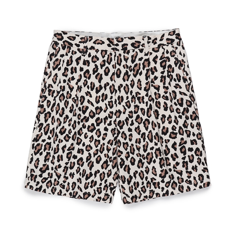 画像: WACKO MARIA/DICKIES / LEOPARD DOUBLE PLEATED SHORT TROUSERS（IVORY）［レオパードツータックショーツ-23春夏］