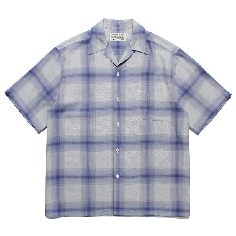 画像: WACKO MARIA/OMBRE CHECK OPEN COLLAR SHIRT（WHITE/PURPLE）［オンブレチェックオープンカラーシャツ-23春夏］