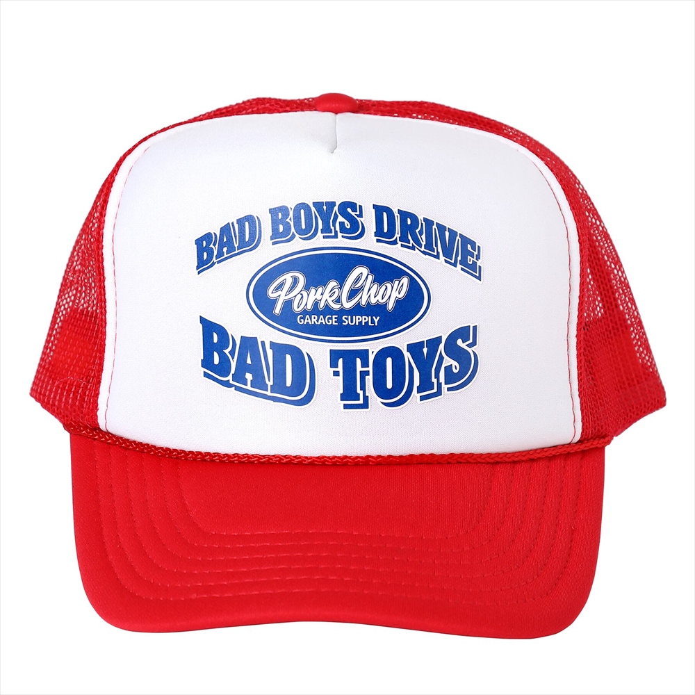 画像: PORKCHOP/BAD TOYS CAP（RED/WHITE）［メッシュキャップ-23春夏］