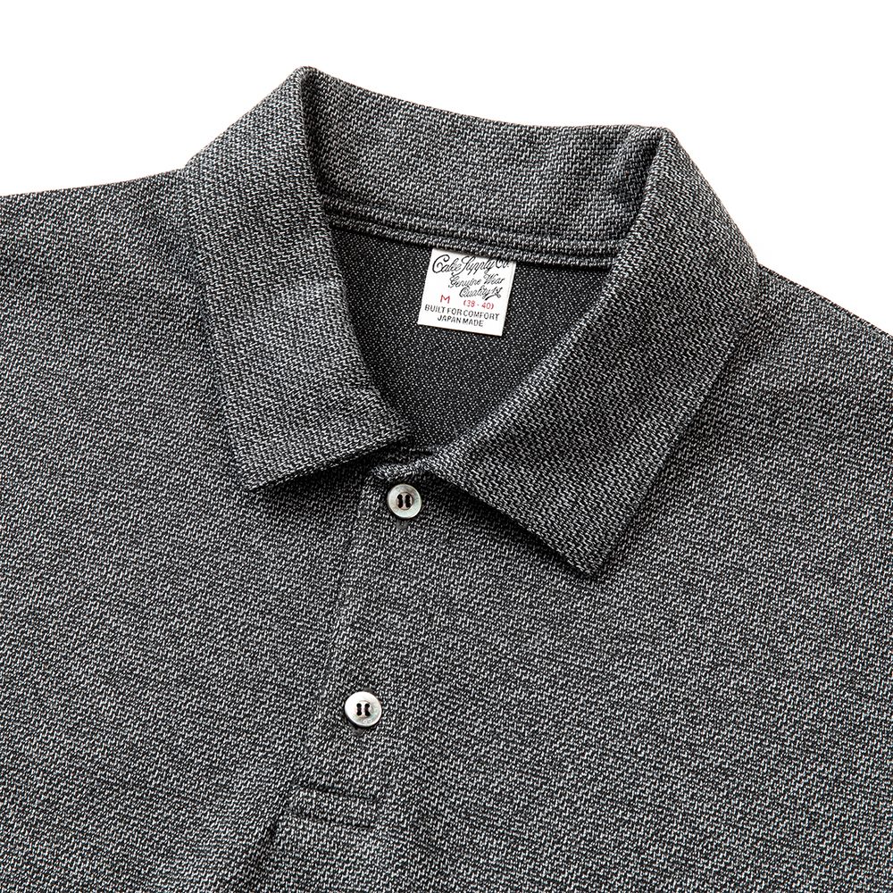 CALEE/Mix tweed jersey type drop shoulder polo shirt（Gray 