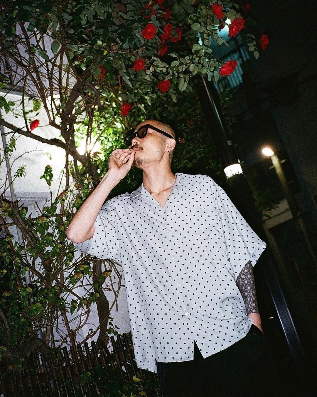 WACKO MARIA/SMALL DOTS OPEN COLLAR SHIRT（GRAY）［スモールドット