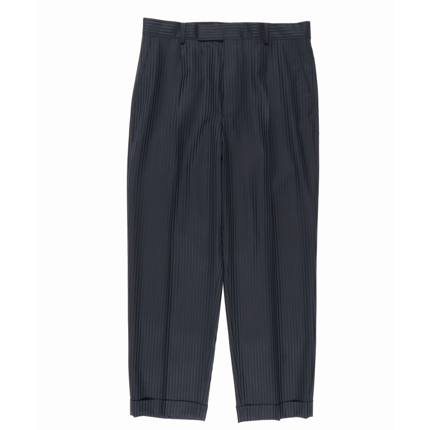 画像: WACKO MARIA/DORMEUIL / STRIPED PLEATED TROUSERS（TYPE-2）（BLUE）［ワンタックスラックス(TYPE-2)-23春夏］