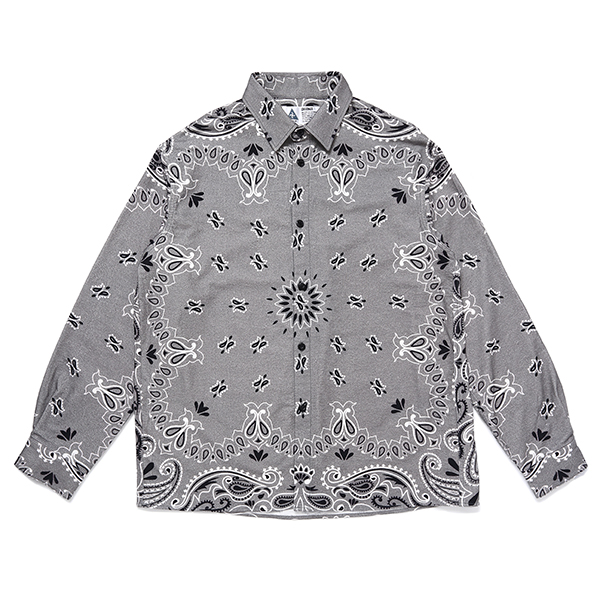 画像: CHALLENGER/L/S BANDANA NEL SHIRT（GRAY）［バンダナネルシャツ-23秋冬］