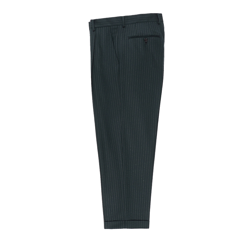 画像: WACKO MARIA/DORMEUIL / GLITTER STRIPED PLEATED TROUSERS（TYPE-2）（GREEN）［ワンタックスラックス(TYPE-2)-23春夏］