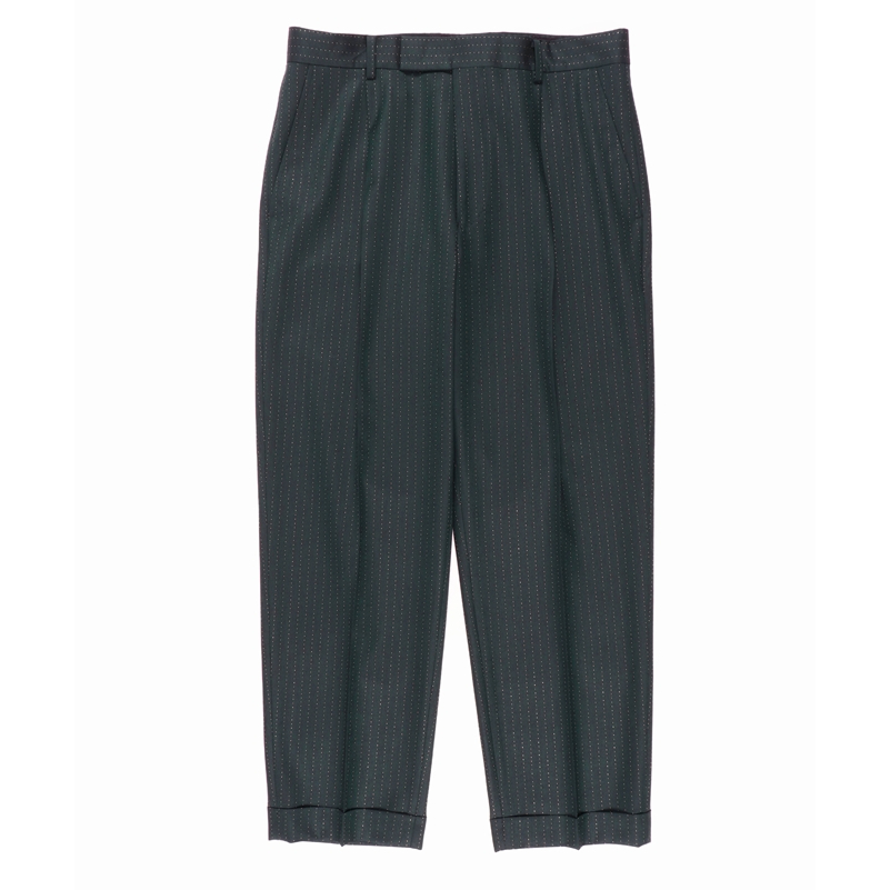 画像: WACKO MARIA/DORMEUIL / GLITTER STRIPED PLEATED TROUSERS（TYPE-2）（GREEN）［ワンタックスラックス(TYPE-2)-23春夏］