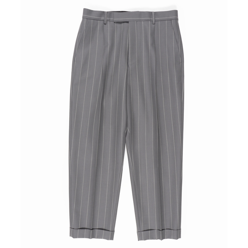 画像: WACKO MARIA/DORMEUIL / STRIPED PLEATED TROUSERS（TYPE-2）（GRAY）［ワンタックスラックス(TYPE-2)-23春夏］