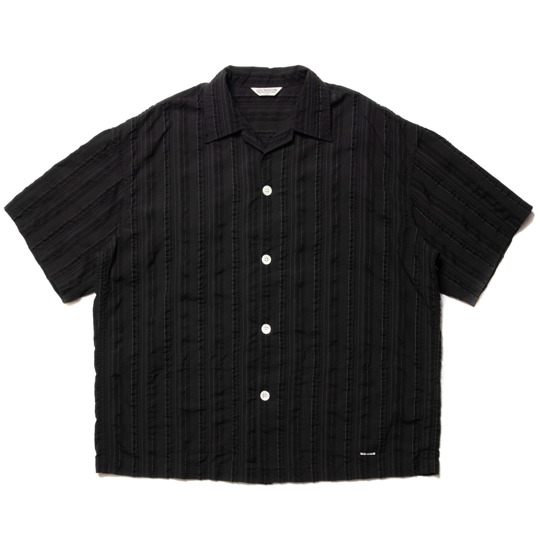 画像: COOTIE PRODUCTIONS/Stripe Sucker Cloth Open Collar S/S Shirt（Black）［ストライプサッカーオープンカラーシャツ-23春夏］