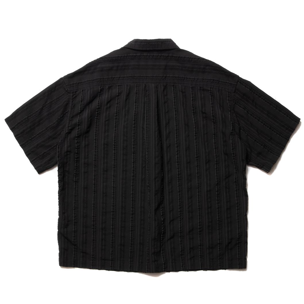 画像: COOTIE PRODUCTIONS/Stripe Sucker Cloth Open Collar S/S Shirt（Black）［ストライプサッカーオープンカラーシャツ-23春夏］