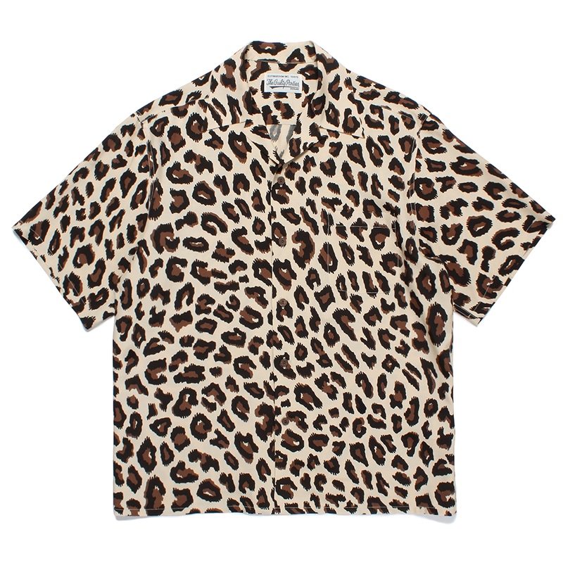 WACKO MARIA LEOPARD OPEN COLLAR SHIRT