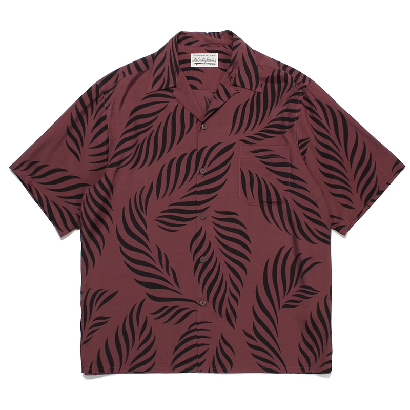 画像: WACKO MARIA/LEAF HAWAIIAN SHIRT（BURGUNDY）［リーフハワイアンシャツ-23春夏］