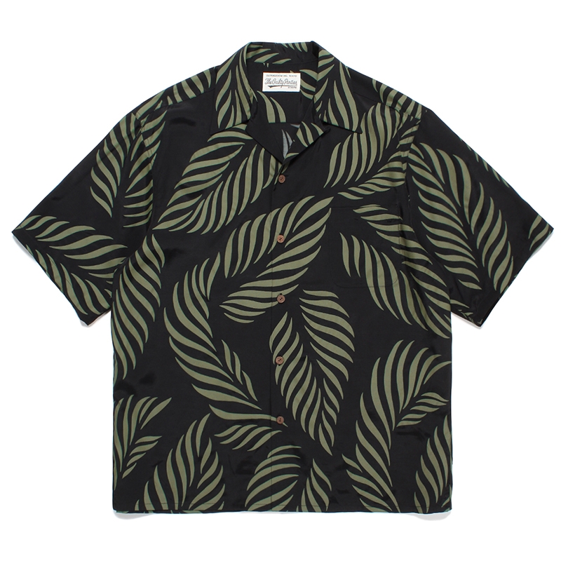 画像: WACKO MARIA/LEAF HAWAIIAN SHIRT（BLACK/GREEN）［リーフハワイアンシャツ-23春夏］