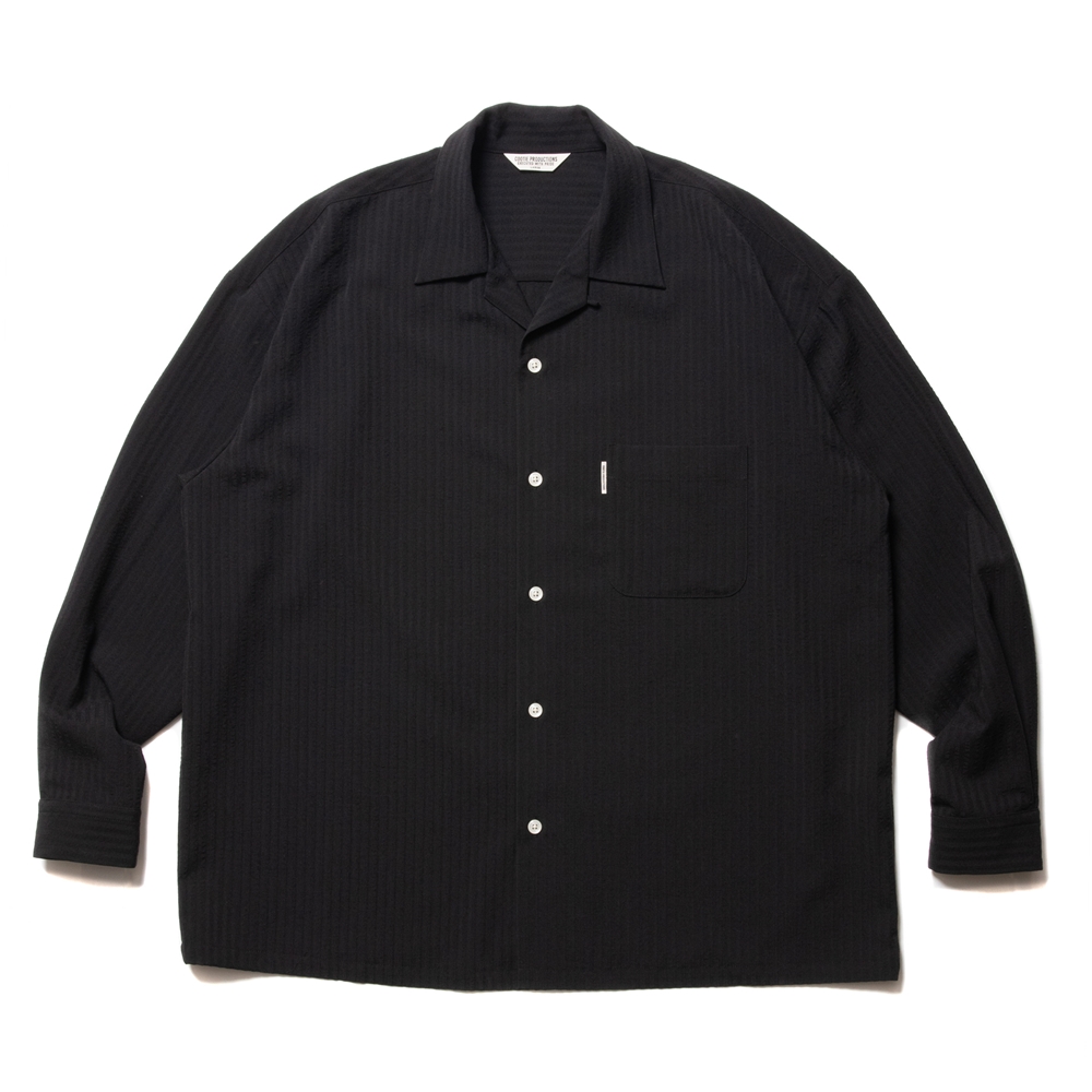 画像: COOTIE PRODUCTIONS/T/W Sucker Open Collar L/S Shirt（Black）［T/Wサッカーオープンカラーシャツ-23春夏］