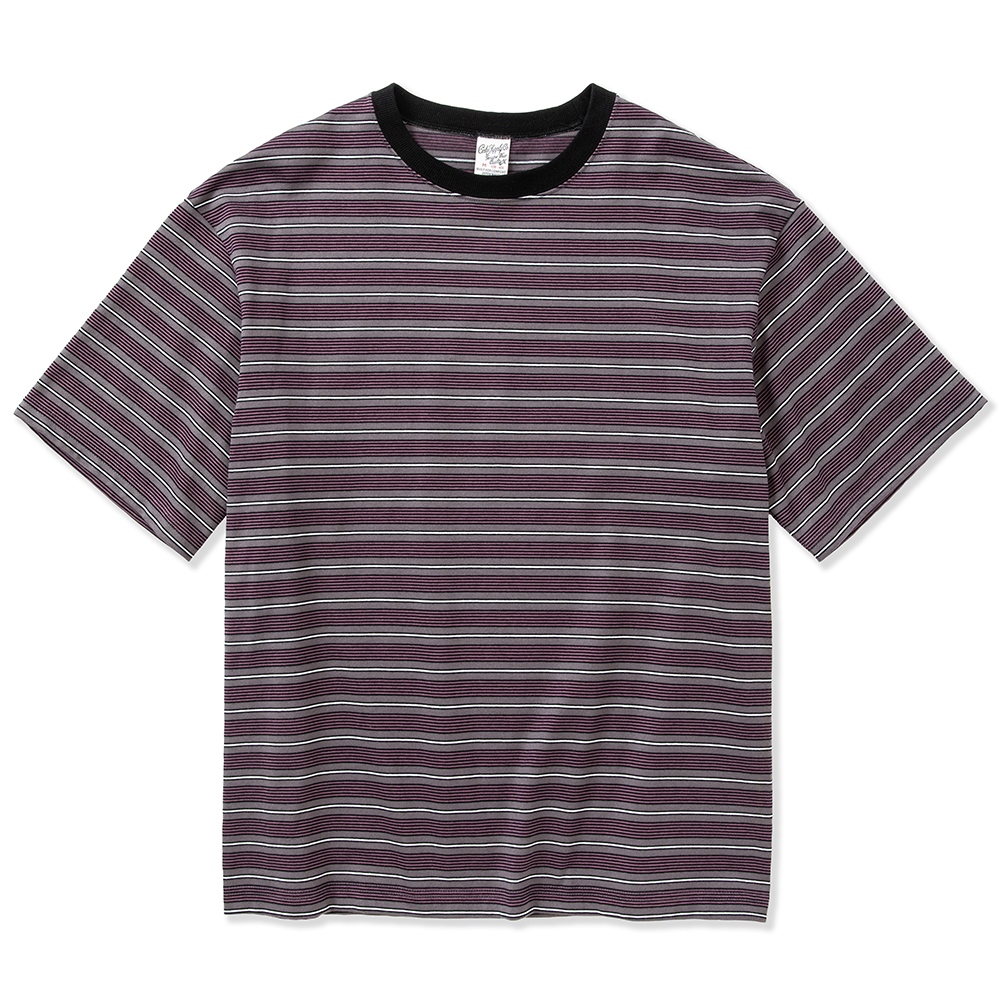 画像: 【40%OFF】CALEE/Drop shoulder narrow pitch border S/S cutsew（Black/Purple）［ドロップショルダーボーダーT-23春夏］