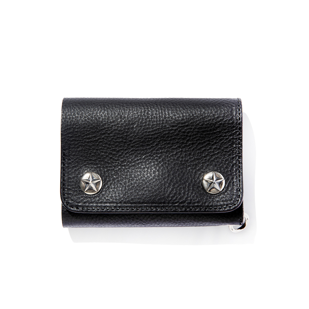 画像: CALEE/SILVER STAR CONCHO FLAP LEATHER HALF WALLET（BLACK）［レザーハーフウォレット-23秋冬］