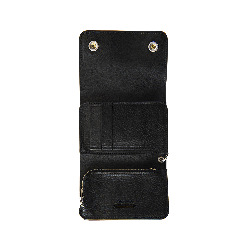 画像: CALEE/SILVER STAR CONCHO FLAP LEATHER HALF WALLET（BLACK）［レザーハーフウォレット-23秋冬］