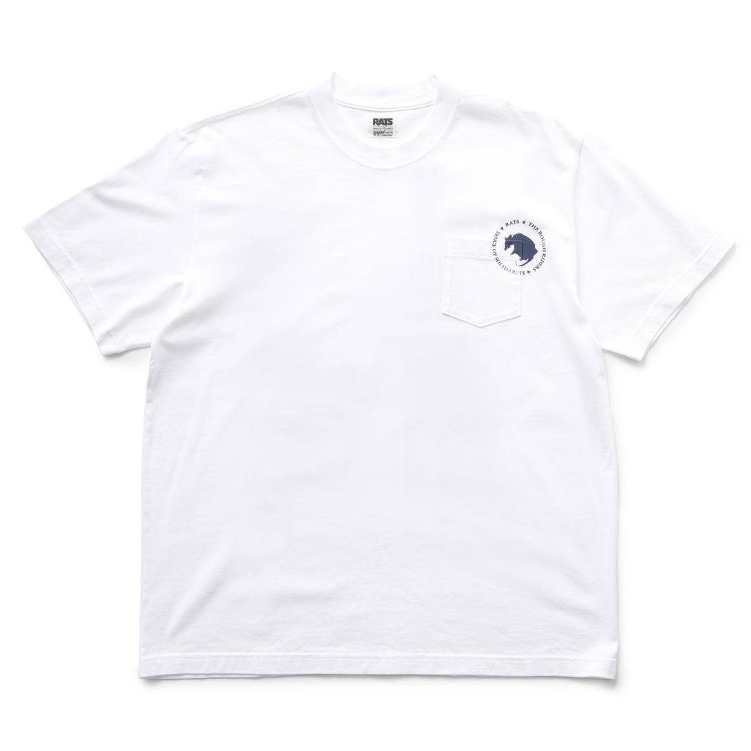 画像: RATS/CIRCLE POCKET TEE（WHITE/NANY）［プリントポケT-23春夏］