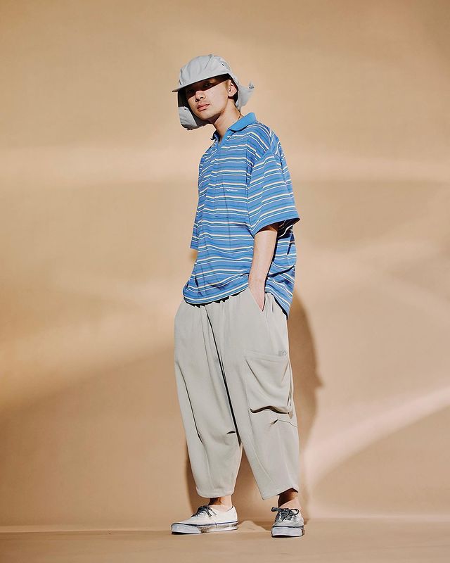 画像: TIGHTBOOTH/BORDER OPEN POLO（Blue）［ボーダーオープンポロ-23夏］