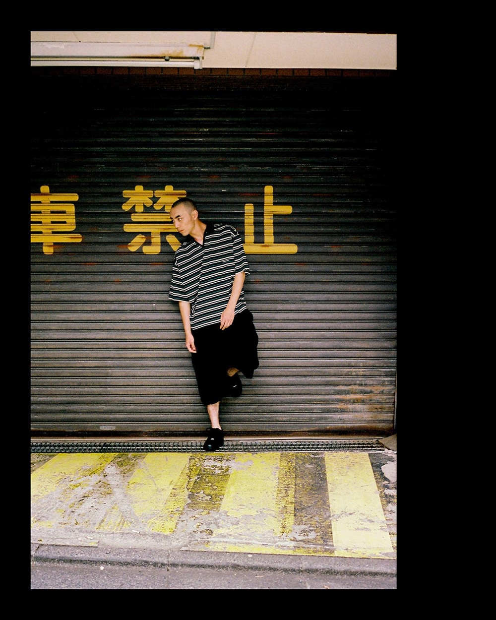 画像: TIGHTBOOTH/BORDER OPEN POLO（Black） 【40%OFF】［ボーダーオープンポロ-23夏］