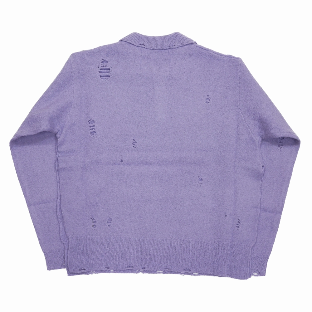 画像: DAIRIKU/Fulling Damage Tite Polo Knit（Purple） 【30%OFF】［ダメージポロニット-23秋冬］