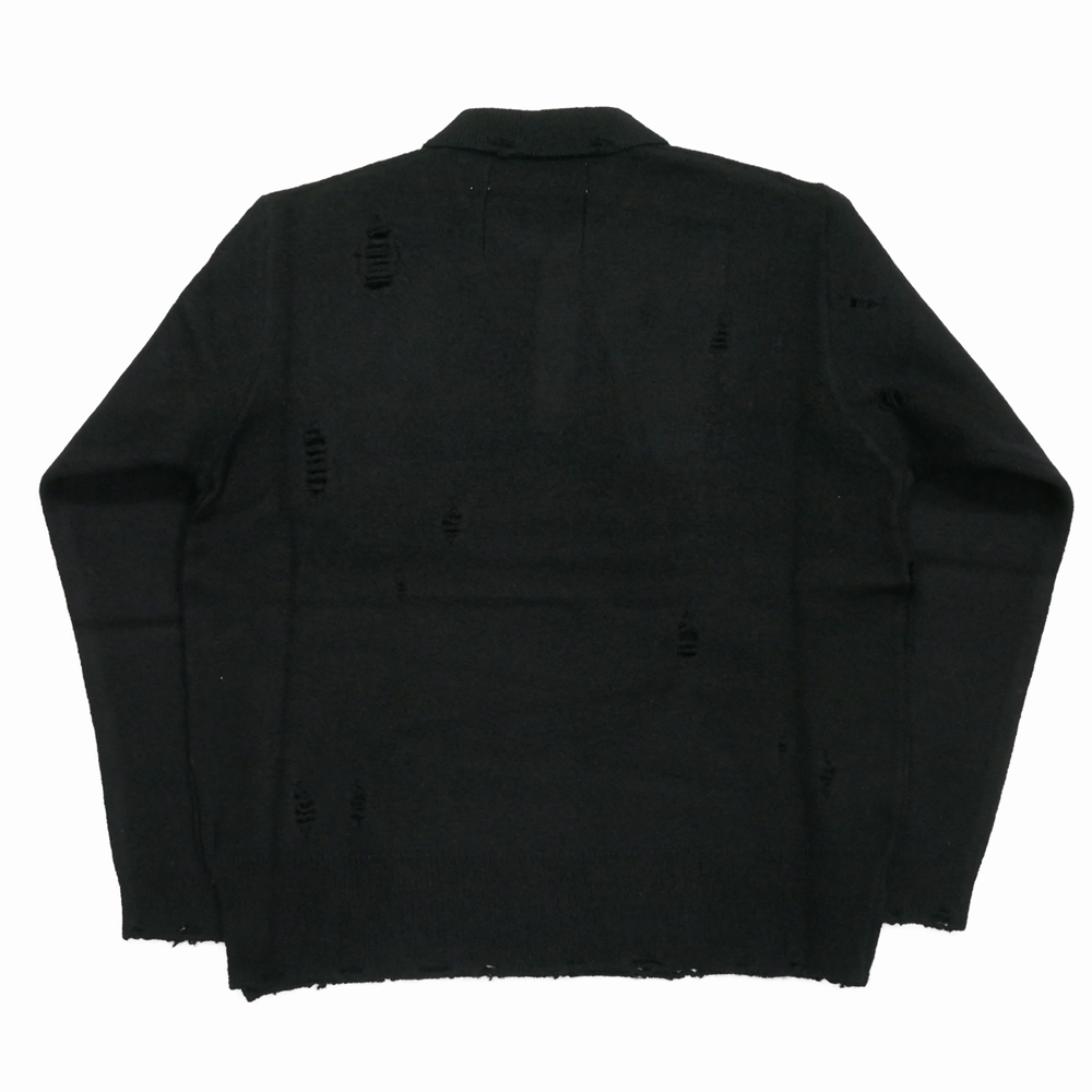 画像: DAIRIKU/Fulling Damage Tite Polo Knit（Black） 【30%OFF】［ダメージポロニット-23秋冬］