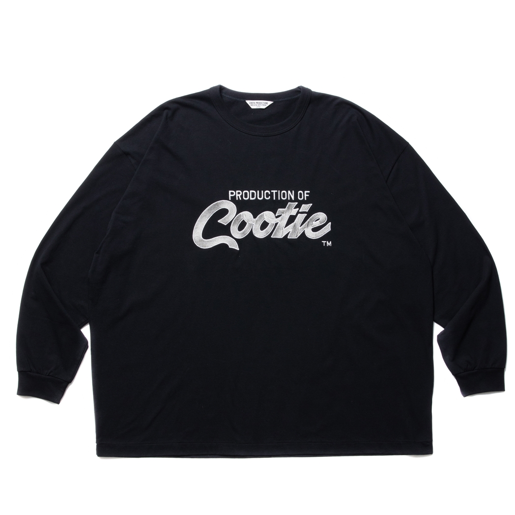 画像: COOTIE PRODUCTIONS/Embroidery Oversized L/S Tee（PRODUCTION OF COOTIE）（Black）［オーバーサイズ長袖T-23秋冬］