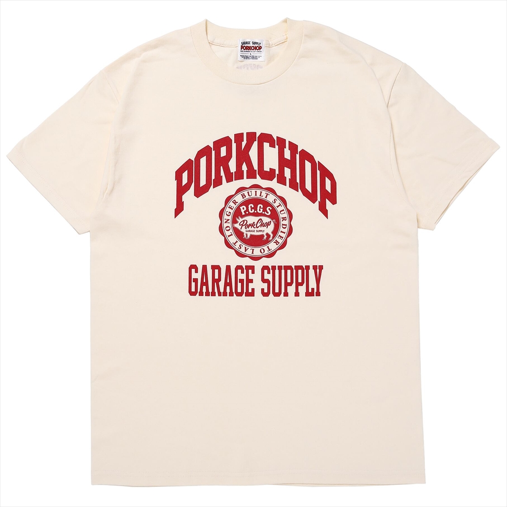 画像: PORKCHOP/2nd COLLEGE TEE（CREAM）［プリントT-23秋冬］