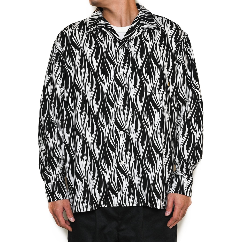 画像: CALEE/FEATHER PATTERN L/S SH（WHITE） 【30%OFF】［フェザーオープンカラーシャツ-23秋冬］