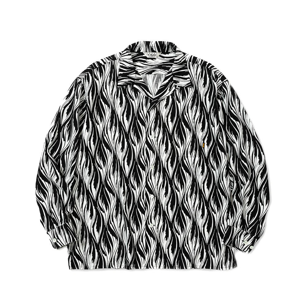 画像: CALEE/FEATHER PATTERN L/S SH（WHITE） 【30%OFF】［フェザーオープンカラーシャツ-23秋冬］