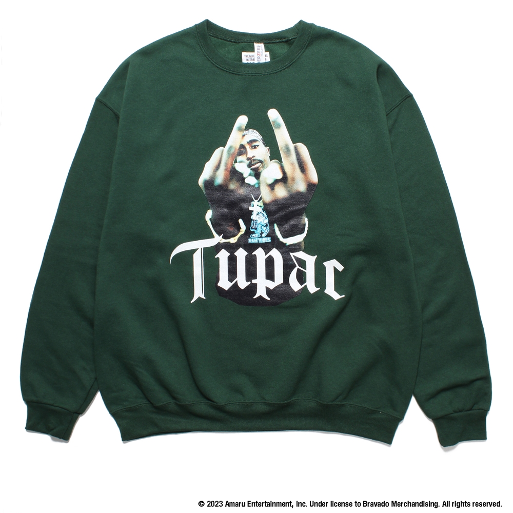 画像: WACKO MARIA/2PAC / SWEAT SHIRT（GREEN）［クルーネックスウェット-23秋冬］