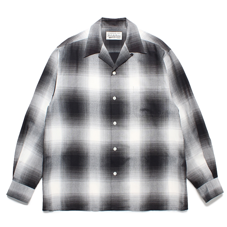 画像: WACKO MARIA/OMBRE CHECK OPEN COLLAR SHIRT（WHITE）［オンブレチェックオープンカラーシャツ-23秋冬］