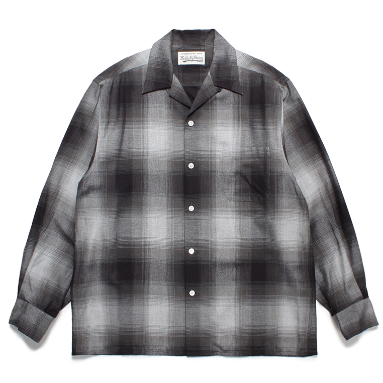 画像: WACKO MARIA/OMBRE CHECK OPEN COLLAR SHIRT（GRAY）［オンブレチェックオープンカラーシャツ-23秋冬］