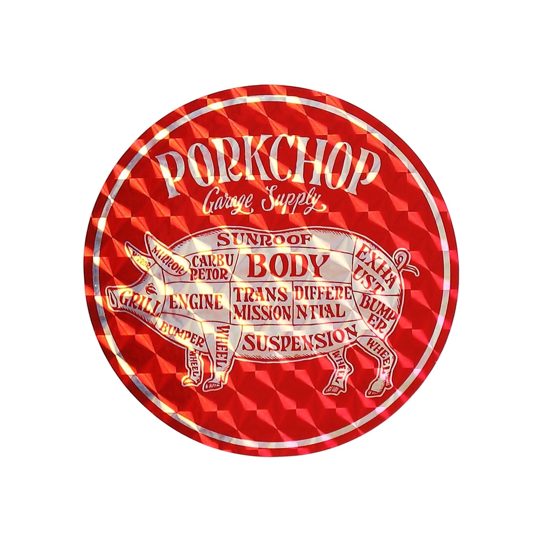 画像: PORKCHOP/HOLOGRAM CIRCLE STICKER（RED）［ホログラムサークルステッカー-22秋冬］