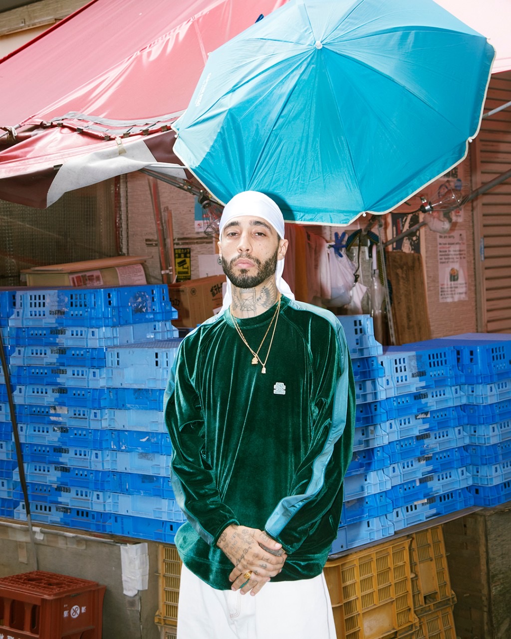 BlackEyePatch/SMALL OG LABEL VELOUR CREW（GREEN） - JONAS