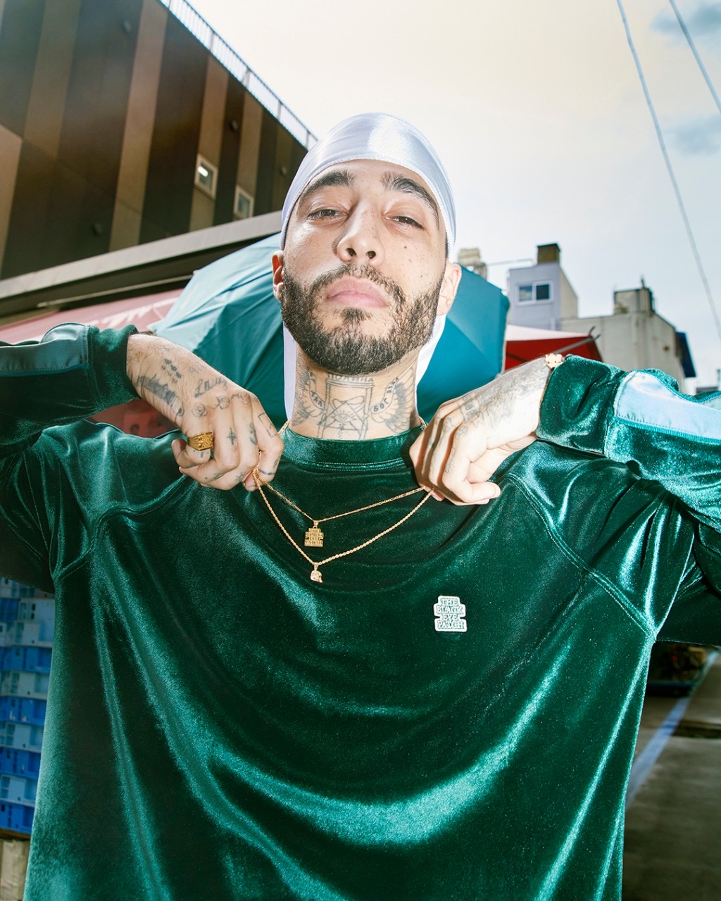 BlackEyePatch/SMALL OG LABEL VELOUR CREW（GREEN） - JONAS