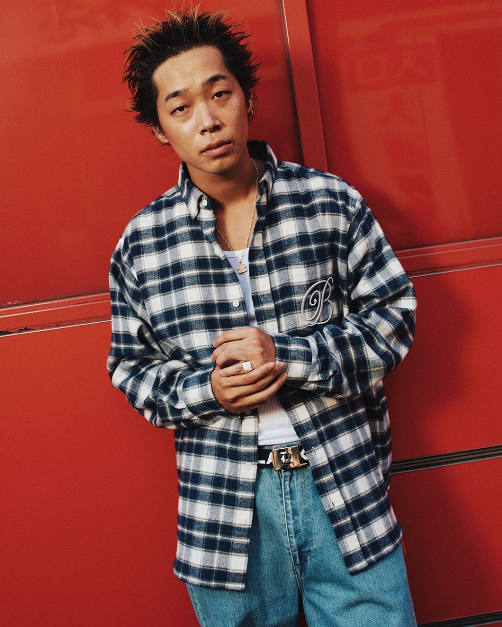 画像: BlackEyePatch/B EMBLEM CHECKED FLANNEL L/S SHIRT（BLACK）