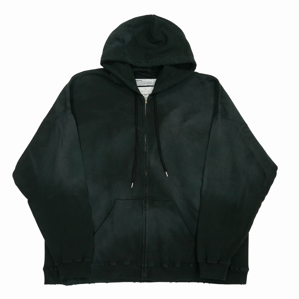 画像: DAIRIKU/"Water-repellent" Vintage Wash Hoodie（Mud Black）［ジップアップフーディー-23秋冬］