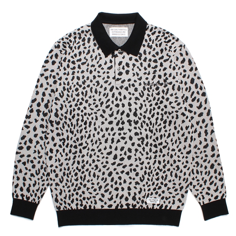 ワコマリア LEOPARD KNIT JACQUARD POLO SHIRT